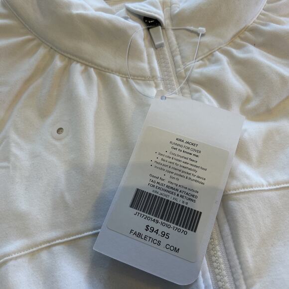 NWT Fabletics Kira Jacket Running For Cover White Full Zip Media Hole Sz XXL - Picture 4 of 11